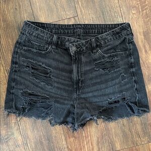 American Eagle Outfitters Black Ripped Jean Shorts